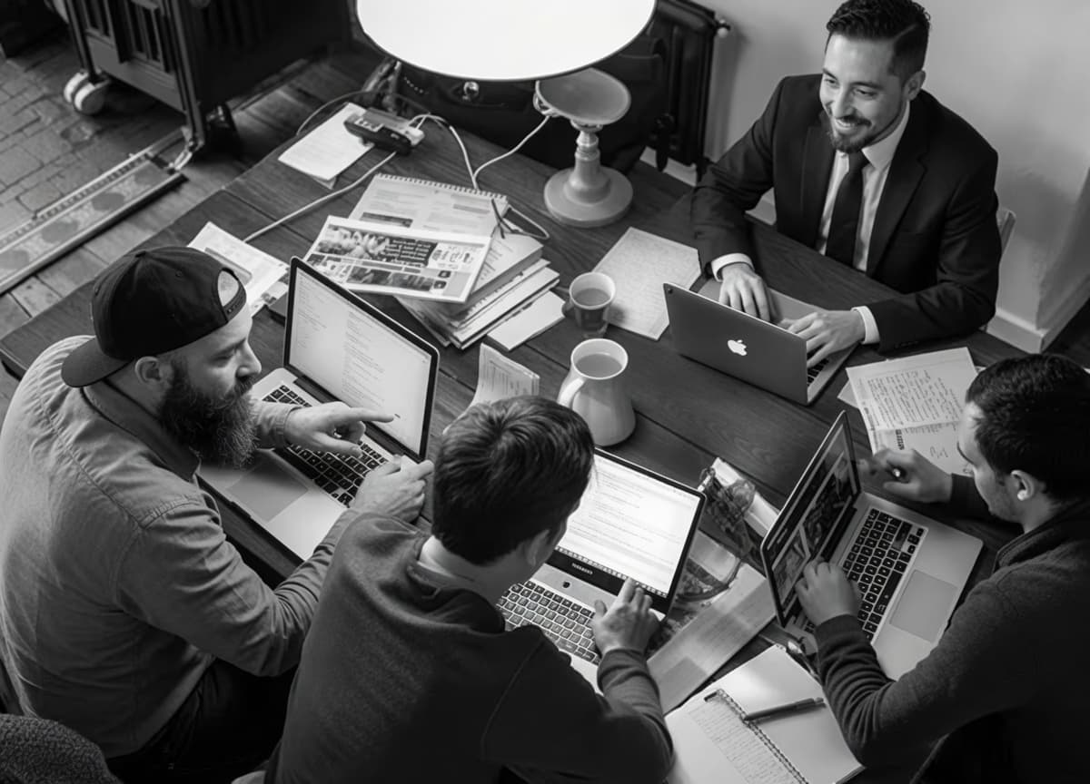 The Loaded Concept team at work around a table